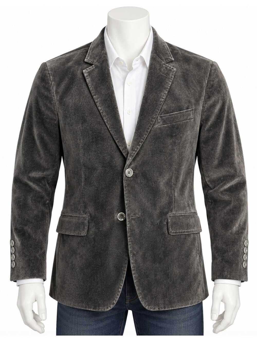 Alberto Cardinali Men's Gray Velvet Tailored Fit Blazer 42L